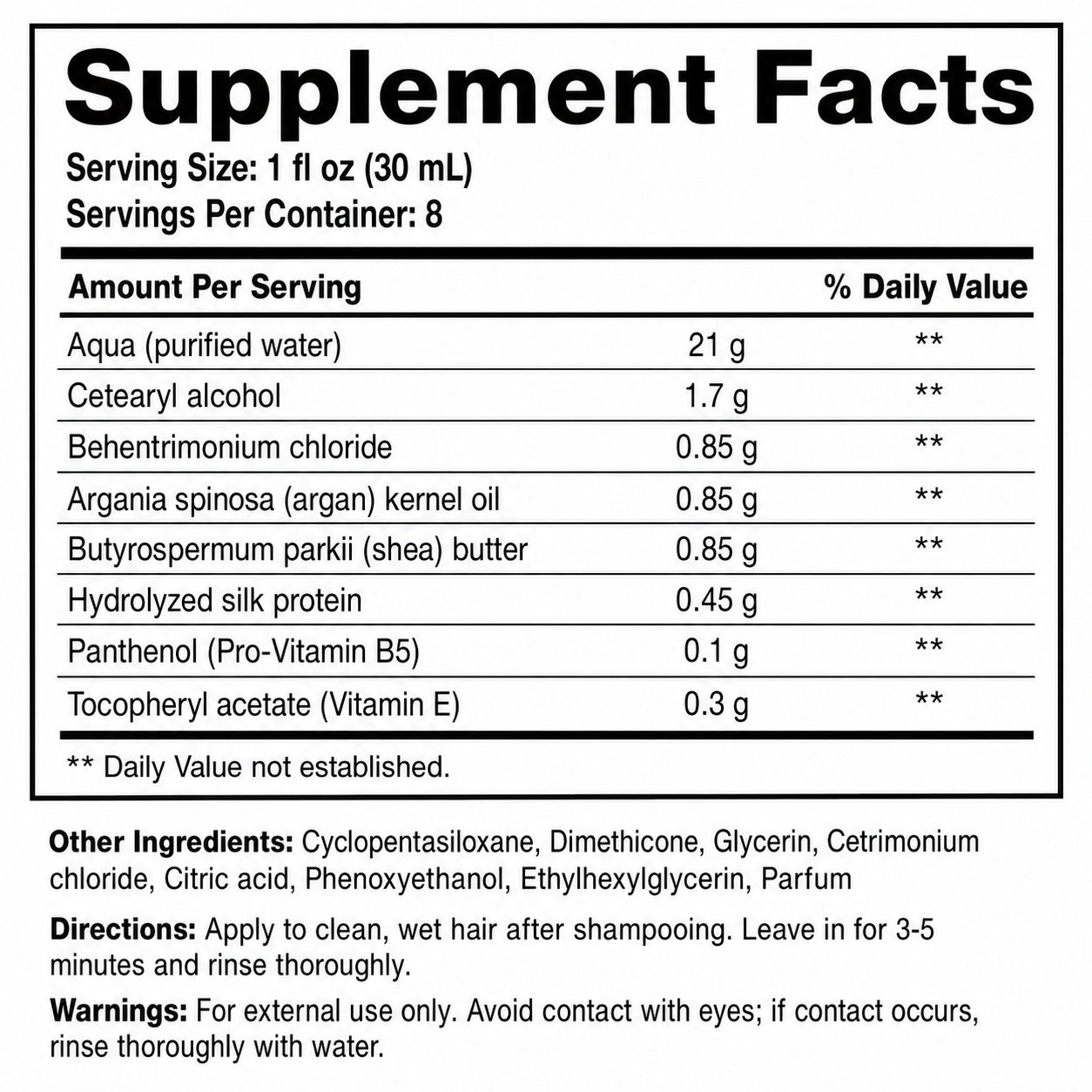 Revitalizing Conditioner — Supplement Facts